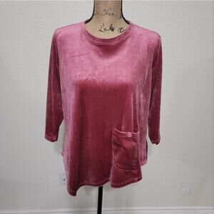 WESTBOUND PINK velvet ‎ long sleeve shirt size PM petite